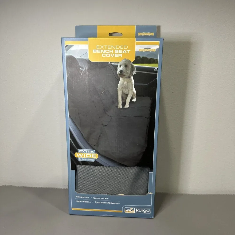 Kurgo Extended Bench Seat Cover Charcoal Extra Wide Waterproof Dog Car Protector